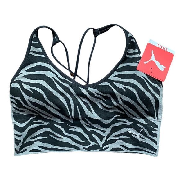 PUMA Gray and Black Zebra Cross-back Sports Bra - Picture 2 of 12